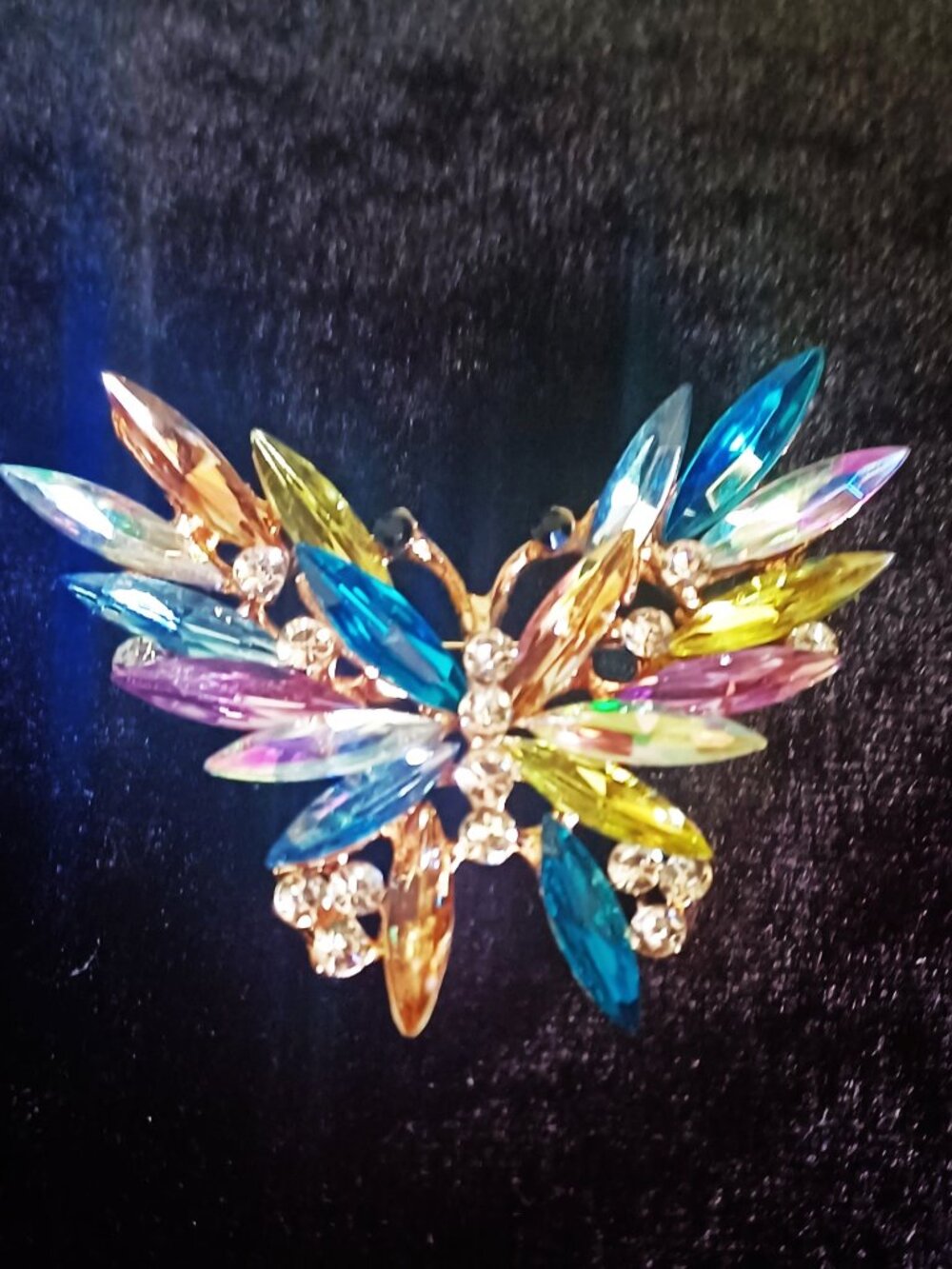 NWOT Rhinestone Butterfly Brooch - Multi Colored
